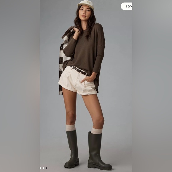 Merino Wool Anthropology Maeve Oversized Crew-Neck Sweater Size XS ~ fits Large - Picture 2 of 10